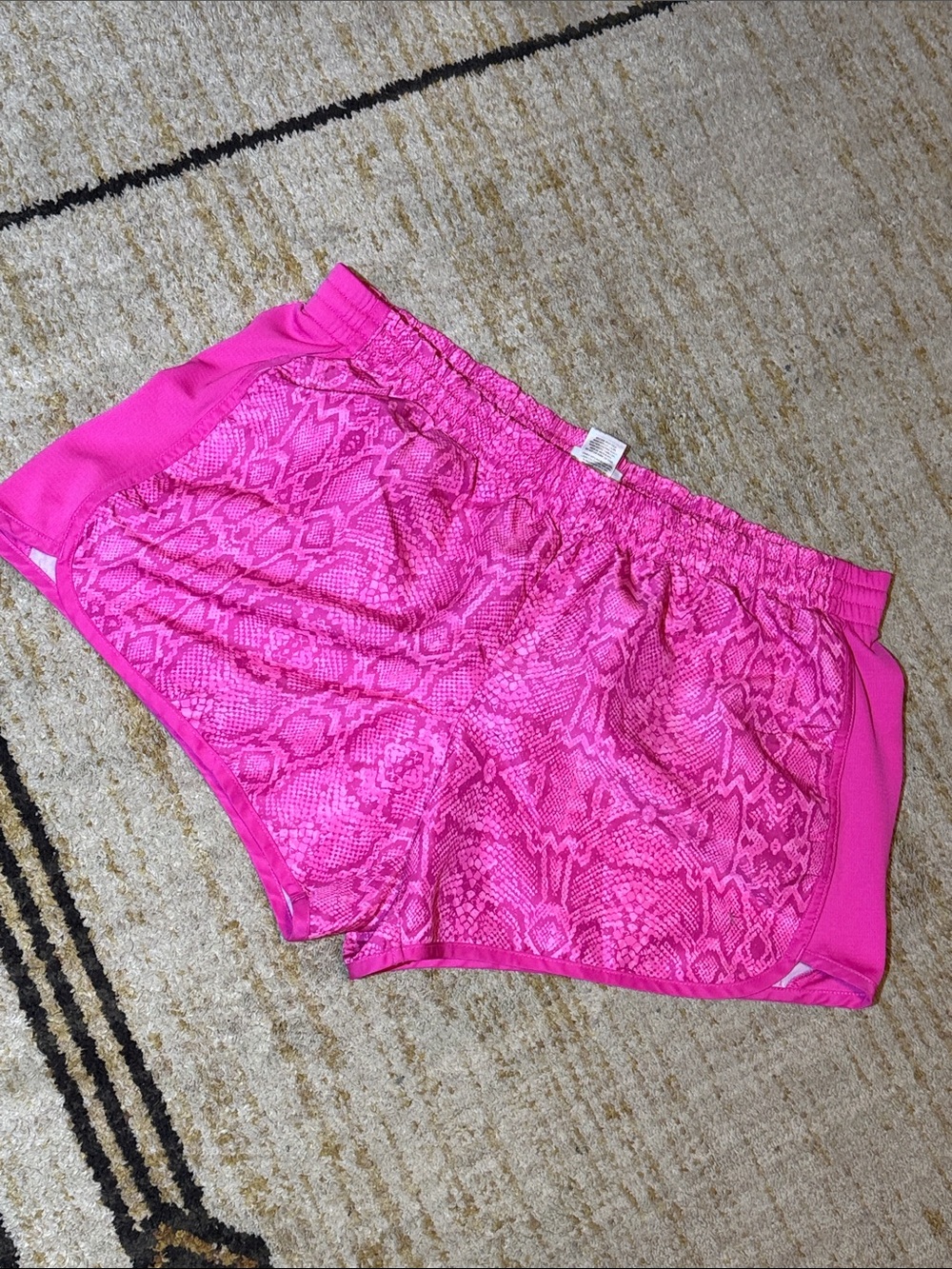Danskin Now Womenβs Pink Snake-Print Athletic Shorts